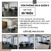 Cho thuê văn phòng bao phí 36m2 20triệu/tháng - kđt sala quận 2 - mai chí thọ, phường thủ thiêm, quận 2 (tp. thủ đức), tphcm